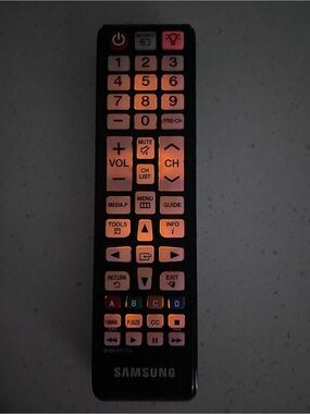 Samsung Remote Control — Black with Orange Backlight (model UN32J400)